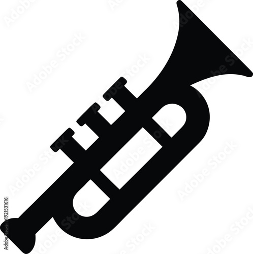 trombone silhouette vector illustration on transparent background