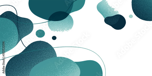 Blue abstract background featuring vector heart shapes and a floral design illustration with a dog paw print symbol and space for text