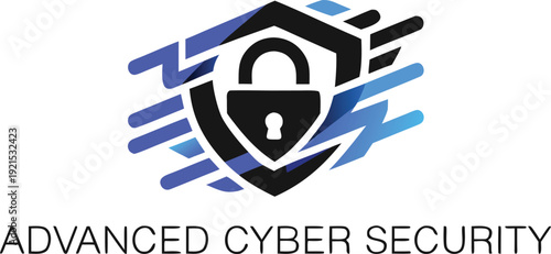 Cyber Security Shield with Digital Lock Icon