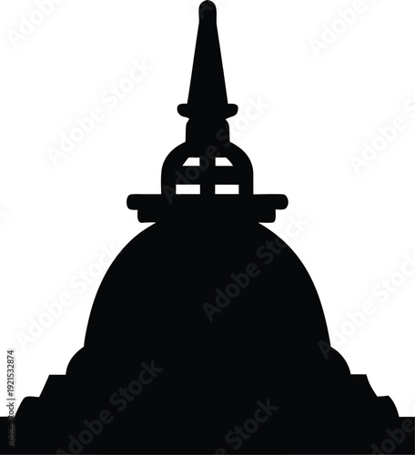 stupa silhouette vector illustration on transparent background