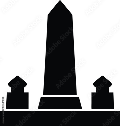 obelisk silhouette Black silhouette vector illustration on transparent background