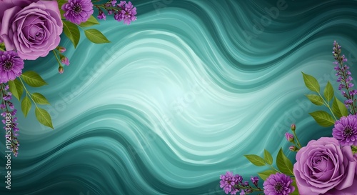 Happy mother's day wishes with beautiful purple roses and floral decorations