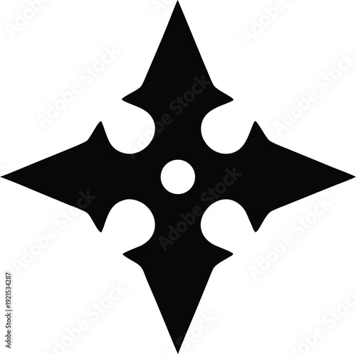 ninja star shuriken silhouette Black silhouette vector illustration on transparent background