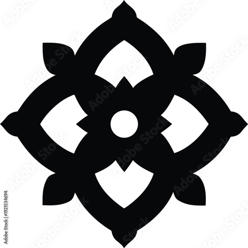 mandala geometric silhouette Black silhouette vector illustration on transparent background