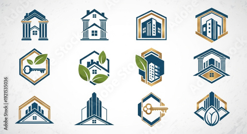 Collection of Real Estate and Property Logos and Icons.