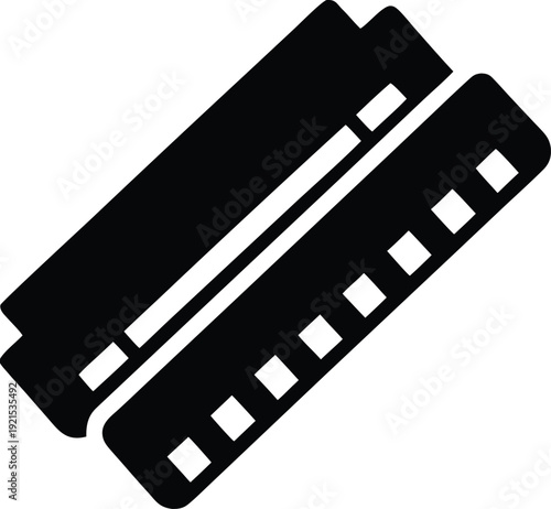 harmonica silhouette Black silhouette vector illustration on transparent background