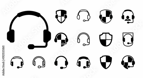 Headset Icons and Symbols Collection - Security and Communication