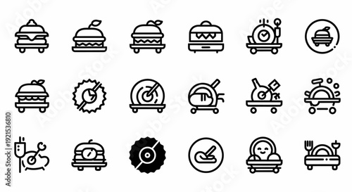 Cooking Icons Set: Food, Kitchen Appliances, and Tools