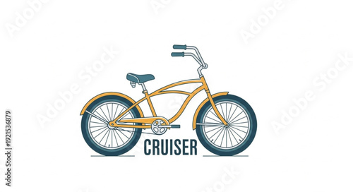 Vintage Style Cruiser Bicycle Illustration.