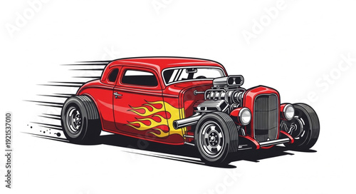 Vintage Red Hot Rod Car.