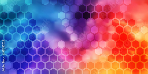 Abstract bright hexagon background. Hexagon bg. Pastel purple pink poster design. Geometric shape art decoration. Gradient tile texture. Mosaic pattern cover. Vector Illustration, EPS 10.