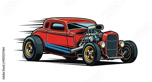 Vintage Red Hot Rod Car.