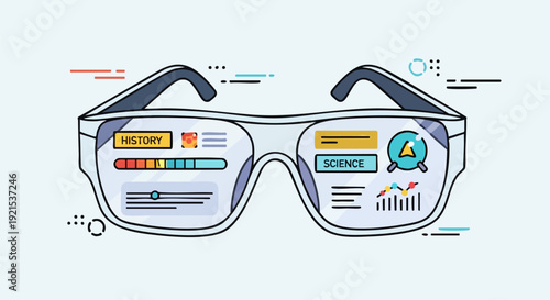 Digital smart glasses illustration featuring an augmented reality user interface design