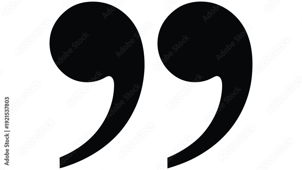 Fototapeta premium Black double quotation marks on white background in a minimalist flat vector style