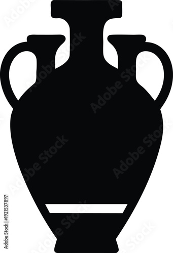 amphora silhouette Black silhouette vector illustration on transparent background