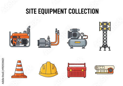 Collection of Construction and Industrial Site Equipment Icons