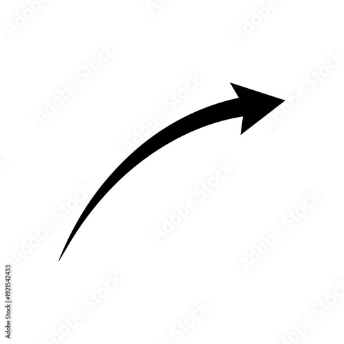 Long elegant arc arrow with slim balanced curve and geometric arrowhead Vector illustration