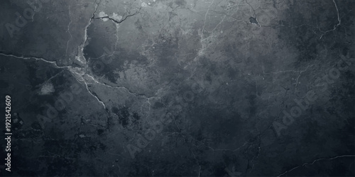 A dark blue grunge wall texture features an old surface with black smoke and stormy clouds under a faint moon for a moody night sky backdrop