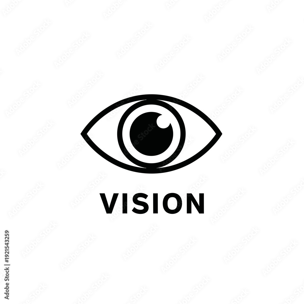 Obraz premium Vision Eye Icon Logo Vector – Minimal Black Eye Symbol for Branding and Identity Design