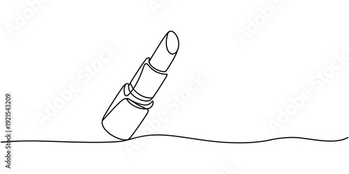 Continuous one line drawing of lipstick. Vector illustration. one line Icon drawing, Lipstick icon outline in continuous one line drawing style minimalist vector illustration isolated, Minimalist one