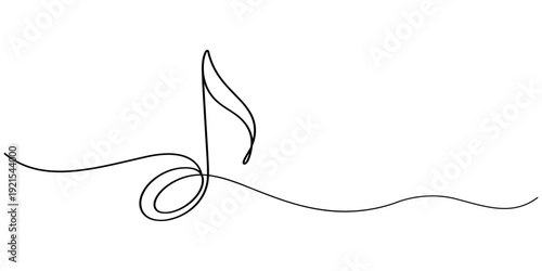 Continuous music line art note vector sketch illustration. Abstract music notes song sound concept background outline icon art one sheet. Vector illustration sketch element.
