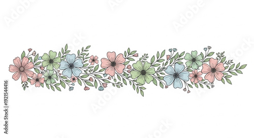 Watercolor Floral Arrangement with Pink Flowers.