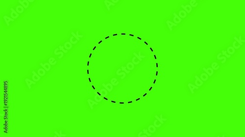 Dotted line circle frame animation on background. Rectangular doodle scribble element motion graphic on background.