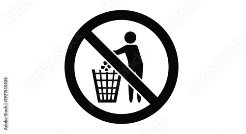 No littering symbol a person disposing of trash is prohibited