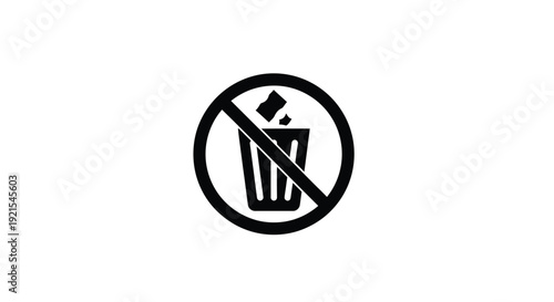 No littering symbol a black trash can with a red prohibition sign