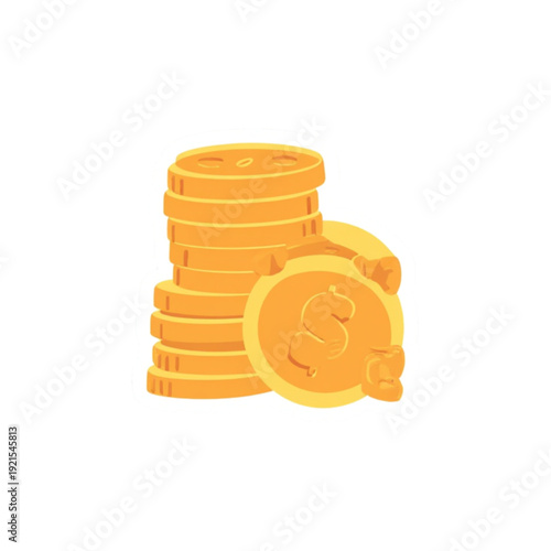 Golden coins stacked with dollar sign for finance and wealth