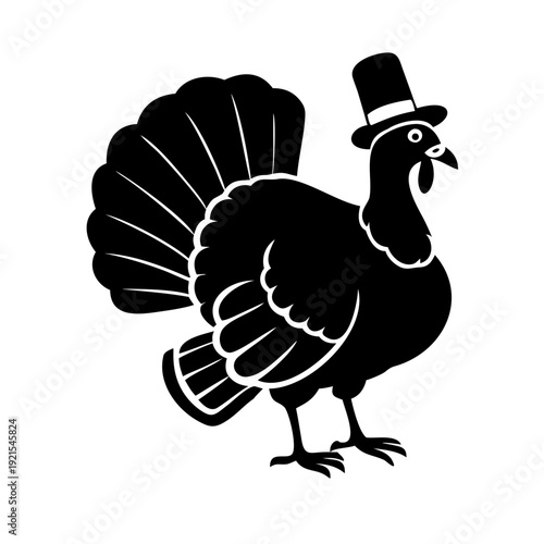 Stunning black turkey wearing top hat for Thanksgiving