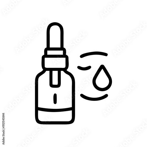 Professional eye dropper bottle line icon for medical care and cosmetic serum application