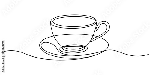 Self drawing line Coffee or tea cup with heart continuous one single line drawn concept video, Full length one line of cup of coffee with heart shape, Minimalist style single line.