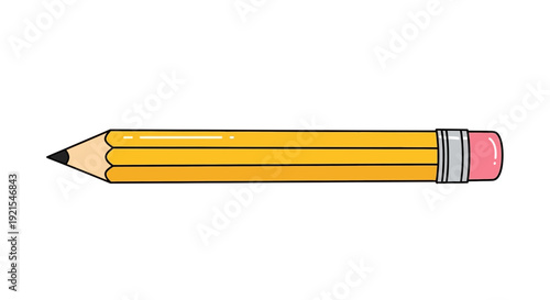 Yellow pencil isolated on white background, writing tool