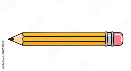 yellow pencil, writing tool with eraser, isolated on white