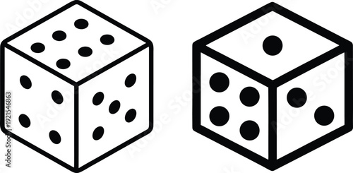 Dice Cube Line Icon Vector