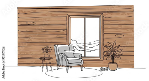 Cozy outdoor seating area with chair and plants.