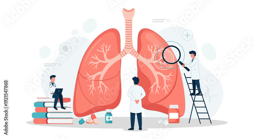 Doctors Researching and Examining Lungs for Respiratory Health