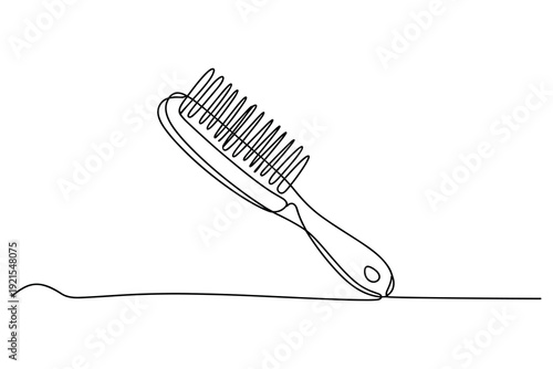 Single Line Drawing of a Hair Comb on a White Background Minimalist Style