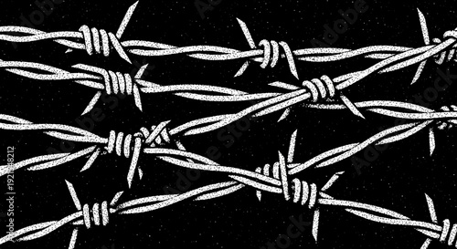 barbed wire against black background, security concept