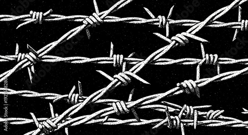 barbed wire, security fence, black background, sharp metal, protection concept