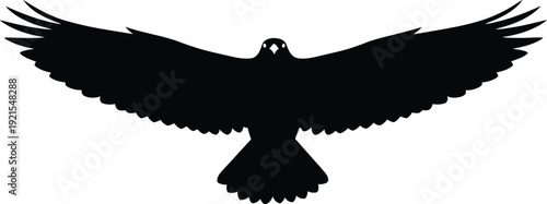 Bird in Flight Silhouette - Graceful Soaring Black and White Icon