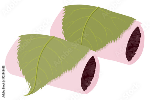 桜餅のベクターイラスト（関東風桜餅）