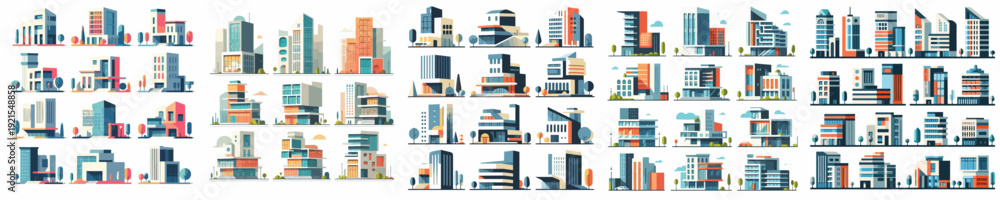 Fototapeta premium Vector set image of building