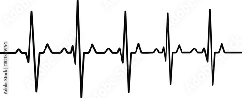 Heartbeat ECG Line Waveform Vector Illustration Isolated on White Background Medical Cardiology Pulse Monitoring Concept Design Element