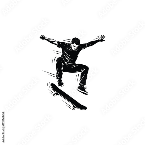 Urban Skateboarding Action Illustration Minimal Style