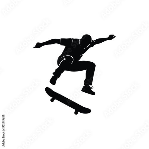 silhouette vector illustration of a skateboarder performing a jump trick