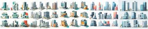Vector set image of building
