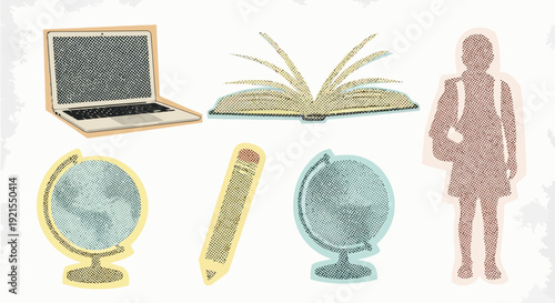 School supplies and student illustration, education concept