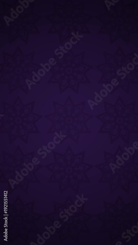 Vertical ramadan ornament in purple color, premium with mandala flower. seamless animation for greeting al fitr eid adha wedding and festival